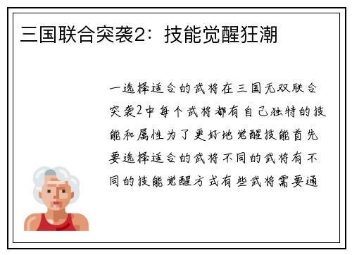 三国联合突袭2：技能觉醒狂潮